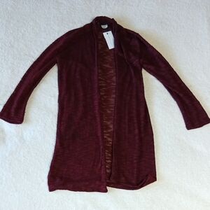 Lori & Jane Women's Burgundy Open Front Cardigan. NWT
